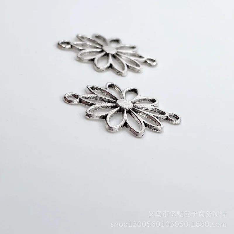 Factory Direct Sales100Pieces diy Hollow-out Double Hanging Flower Earrings Pendant Necklace Clothing Chrysanthemum Pendant