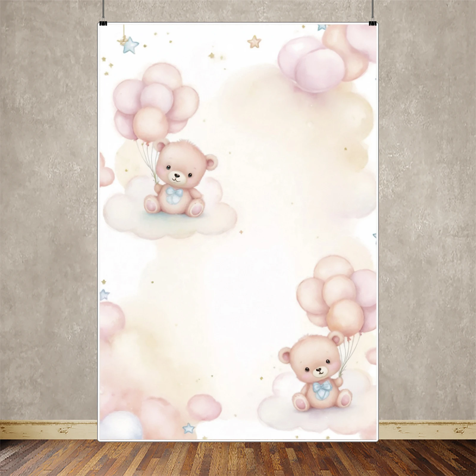 MOON.QG ballon fleur anniversaire toile de fond nuages ours bébé gâteau Smash filles photographie fond joyeux anniversaire fête décor