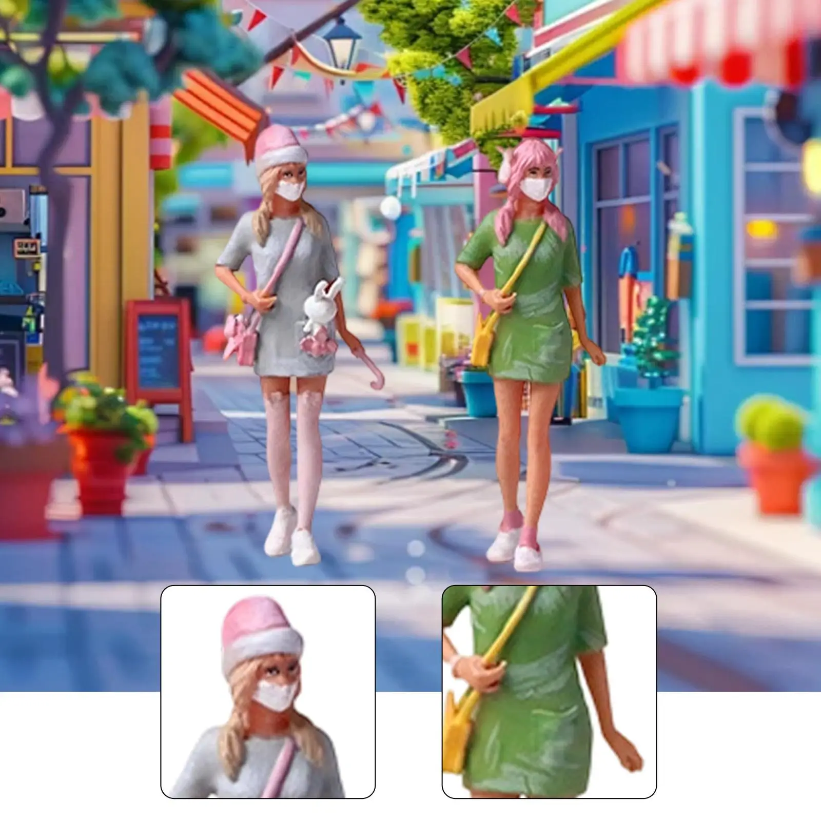 

1/64 Female Figures, Diorama Scenery, Realistic Miniature Figurines Tiny People Models People Figurines for DIY Scene