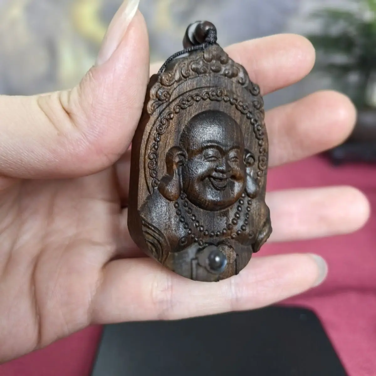 Indonesian Agarwood Dalagan Maitreya Buddha Projection Buddha Agarwood Pendant Guardian Spirit Men's and Women's Car Pendant