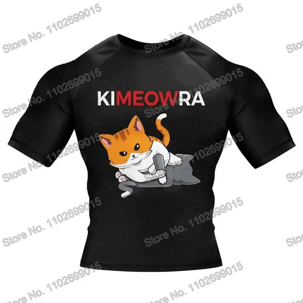 Kimeowra Surf Clothing BJJ MMA Men Rash Guard Short Sleeve Diving T-Shirt Tight Swimwear Summer Beach Floatsuit Women GYM Tops