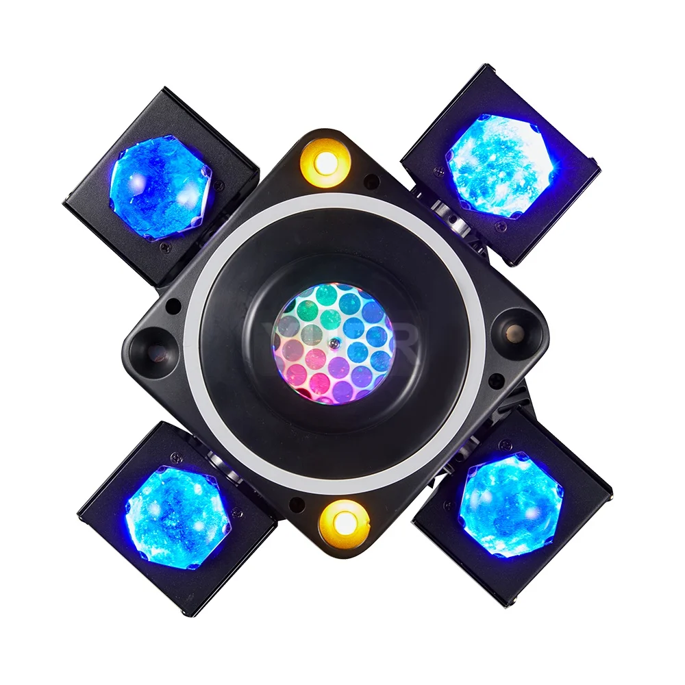 NEW LED 4X10W RGBW 4 Moving Head Beam Light DMX512 Controlled With Ring RG Laser Strobe Effect Disco Music Dance Bar Party Light