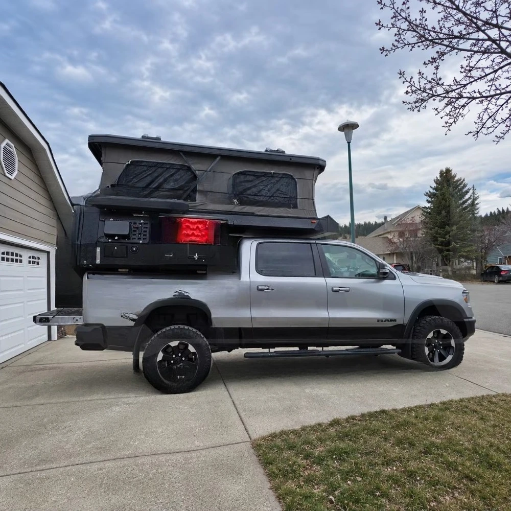 Qian Camper TP03 Custom Design Built-In Shower Interior Toilet Aluminum pop up Hard Side Truck Camper for Gladiator Ranger