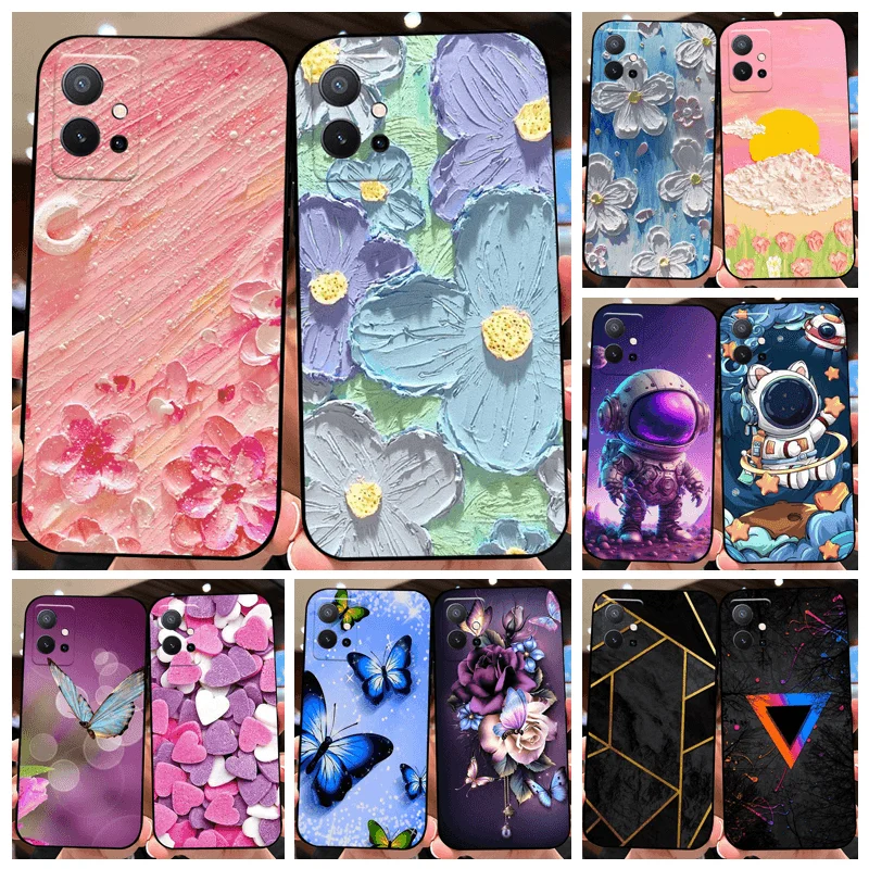 Matte Case For Vivo Y75 4G 5G Capa V2142 Shockproof Silicone TPU Black Phone Cover For VIVO Y75s 5G Color Printing Coque Bumper