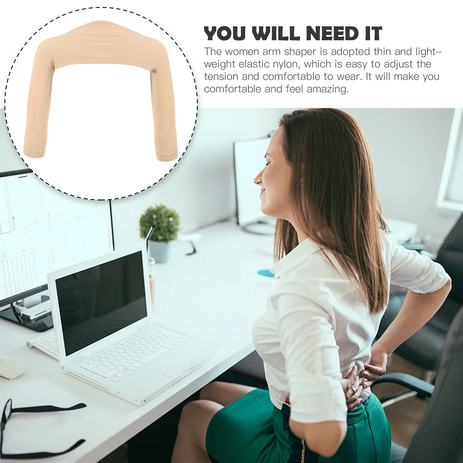 

Anti-hunchback Shoulder Guard Long Sleeve Arm Shaper Elastic Posture Corrector Slimmer Shapewear Seamless Fabric Soft Fit Ladies