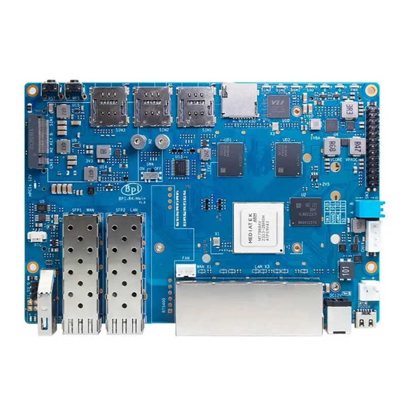 For Banana Pi BPI-R4 Mediatek MT7988A Quad-Core Arm Cortex-A73 4GB DDR4 8GB EMMC Smart Router Board Easy Install