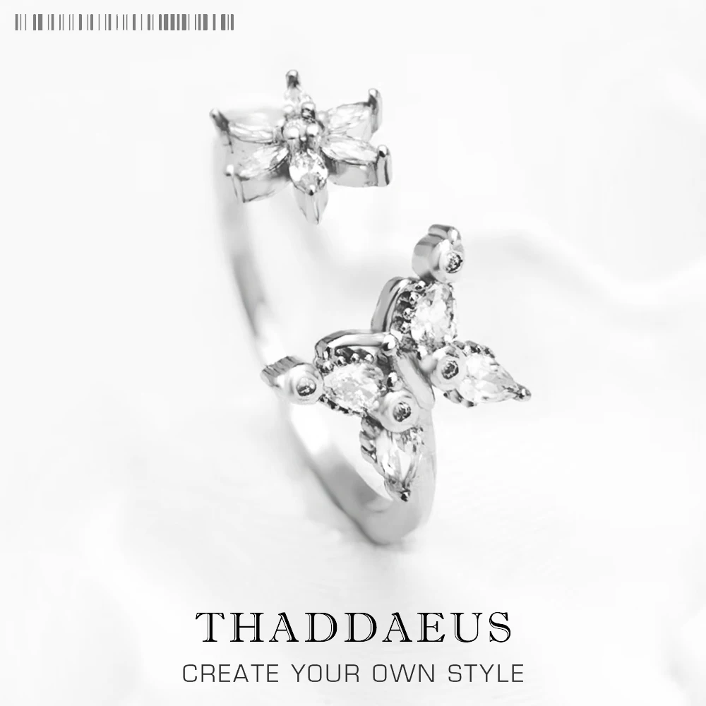 

Бабочка с кольцом в виде цветка, изысканные ювелирные изделия для женщин, новый романтический подарок из искусственного серебра