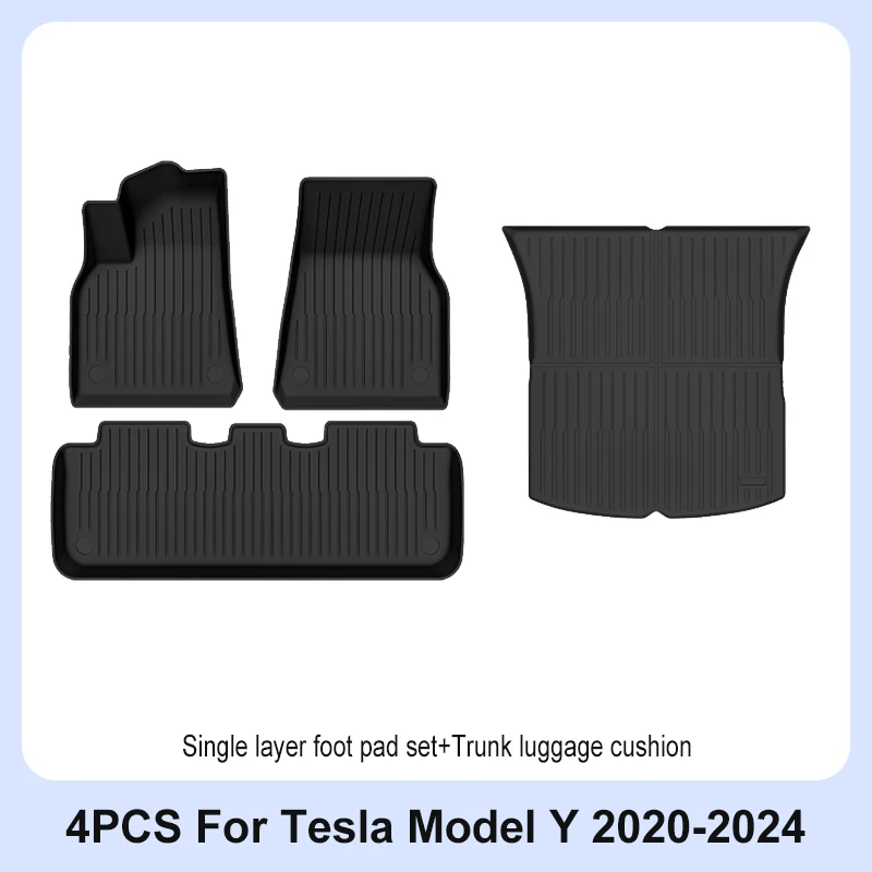Voor Tesla Model Y 2020-2024 (niet voor jeneverbes) TPE vloermatten en antislip vloermat met verschillende combinaties van voetmatten