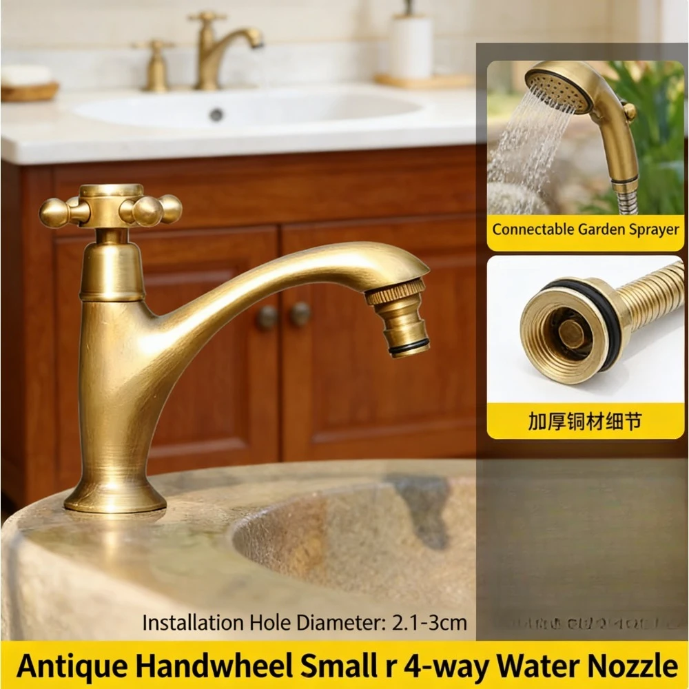 

Brass sink matching, antique rotating faucet, deck mounted toilet faucet