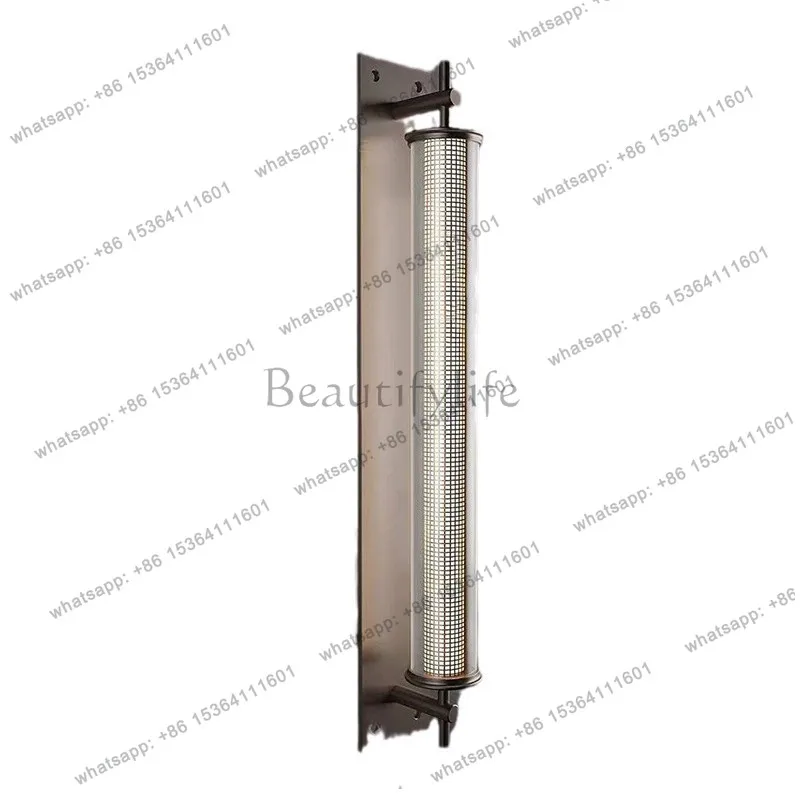 

Cross-border American retro glass metal mesh living room background wall cylindrical luminous object