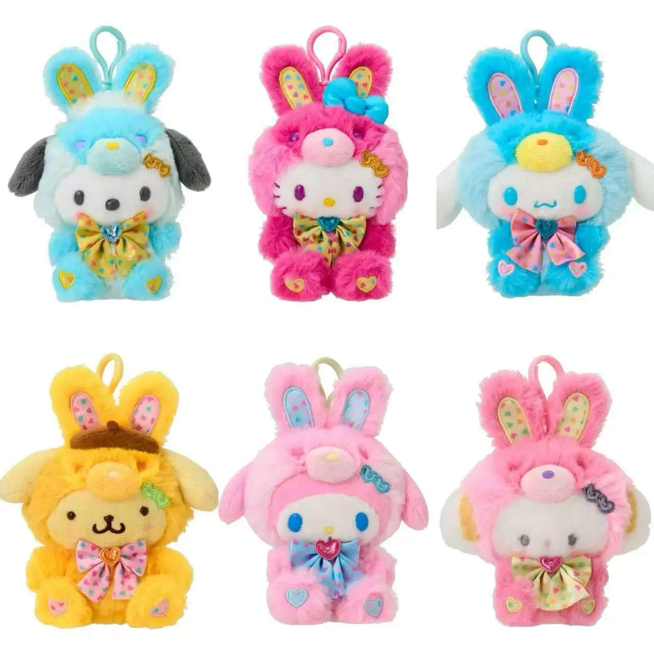 

Sanrio Пасхальный кролик серии Cinnamoroll Cogimyun Pompompurin Kuromi плюшевая кукла кулон красочная мелодия плюшевый брелок для ключей