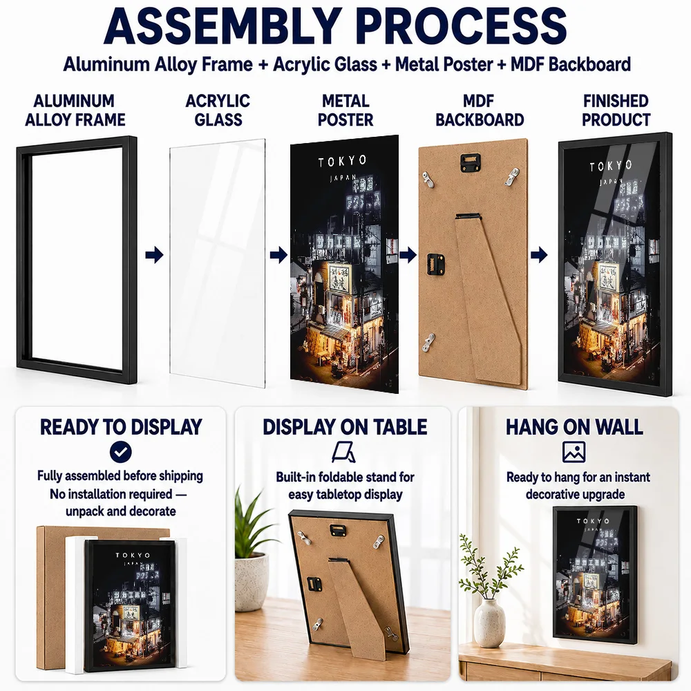 Tokyo Japan Metal Poster With Aluminum Alloy Frame Personalized Photo Manga Style Wall Art For Game Room Memorable Player Gift