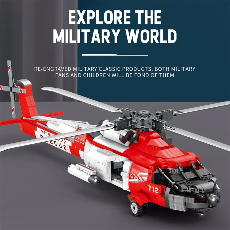 1093 pçs HH-60J preto falcão helicóptero blocos de construção militar atairo helicóptero clássico modelo tijolos brinquedos crianças presentes do feriado