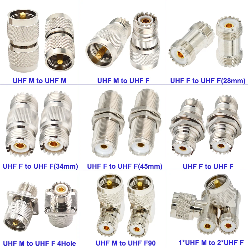 1 pièces prise mâle UHF PL259 vers UHF SO239 femelle adaptateur Coaxial RF à Angle droit convertisseur de connecteur 50 Ohm de haute qualité