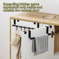 1/2pcs Wall-Mounted Kitchen Cabinet Towel Rack - Space-Saving Dishcloth Holder for Home and Bathroom No Drilling Require 6