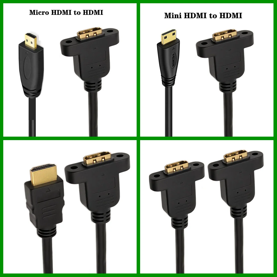 1m 30cm Złącze przedłużające z męskiego na żeńskie zgodne z Micro HDMI Złącze przedłużające z zabezpieczeniem śrubowym do montażu panelowego Kabel kamery HD AV