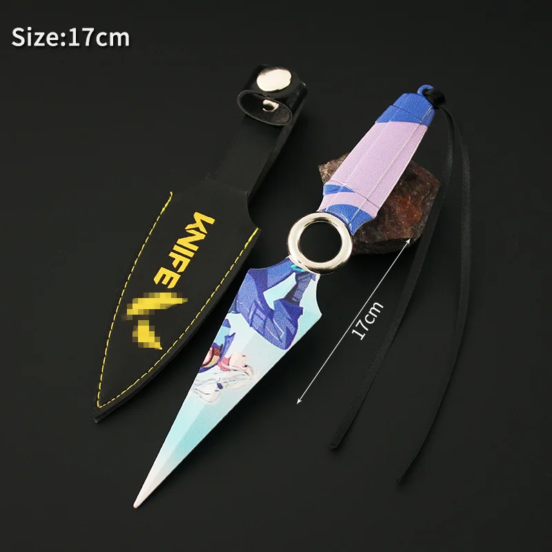 17cm Valorant Champions Weapon JETT Kunai With Holster Metal Model Knife Toy Sword Cosplay Alloy Knive Weapon Gifts Toys for Kid