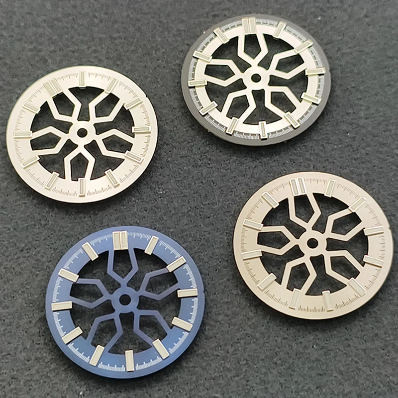 Customized 28.5mm Watch Dial NH38 Green Luminous Sun Wheel Fit For NH38 NH70 Movement 3.0 Oclock Mechanical Watch Dial