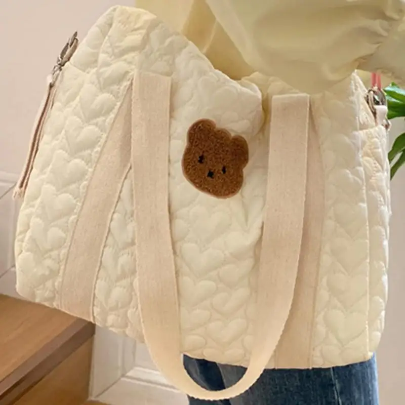 Borsa per pannolini per la cura del bambino borsa a tracolla per mummia portatile ricamo trapuntato passeggino organizzatore per pannolini borse grandi