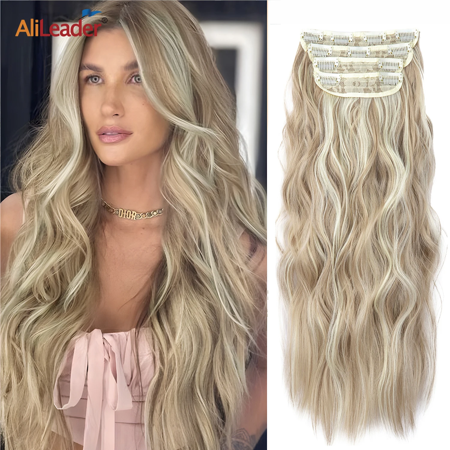 Synthetic Clips In Hair Long Wavy Clip In Hair Extensions 4Pcs/Pack 11Clips In Hair Pieces For Women 20Inch 200G Fake Hairpieces