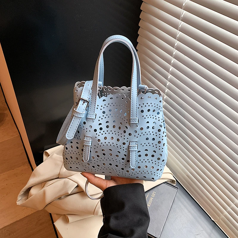 

Exquisite Stylish Design Hollow Out PU Square Shoulder Bags Solid Large Capacity Sense of Luxury Crossbody Bags for Women