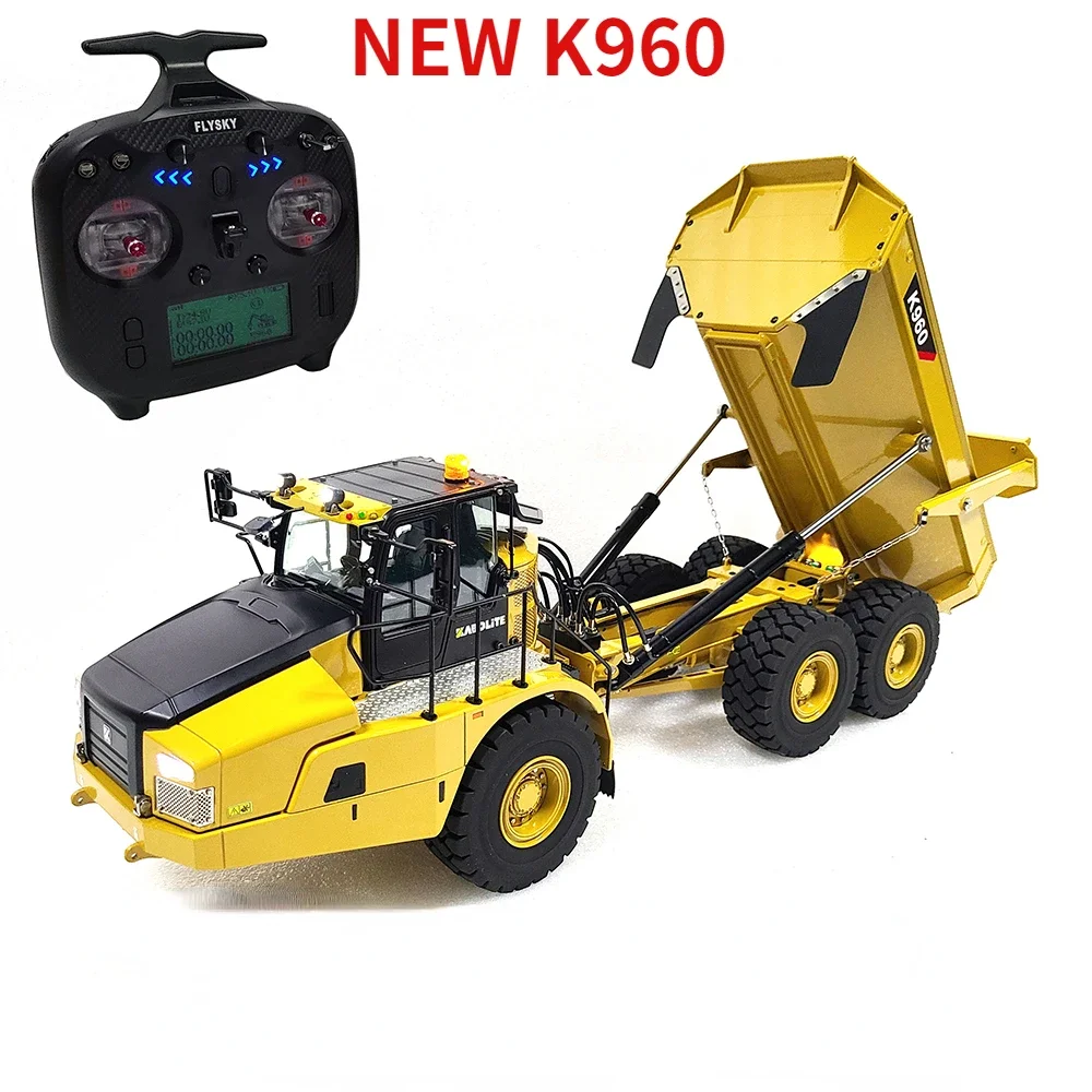 

RC 1/18 Hydraulic Articulated Dump Truck K960 with Light Group Engineering Mining Hydraulic Remote Control Car Metal Model Toy