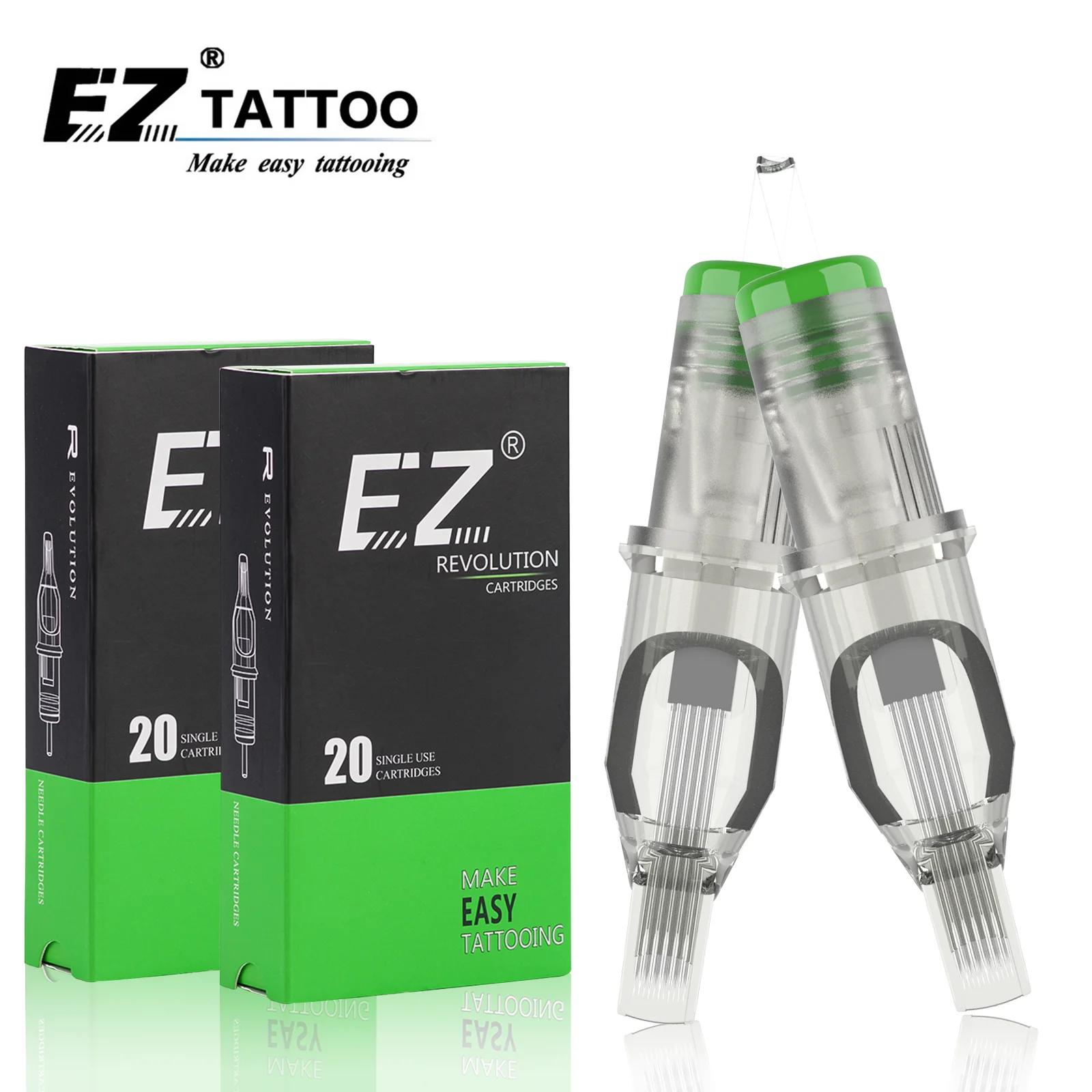 مشین قلم RC1205M1-2 RC1207M1-2 RC1215M1-2 20 pcs/lot کے لیے EZ Revolution Tattoo Cartridge Needles Magnum 0.30mm 0.35mm