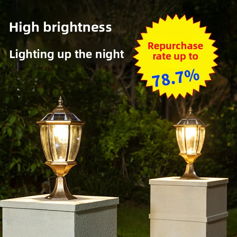 LED ضوء العمود الشمسي في الهواء الطلق مقاوم للماء سطوع عالية توفير الطاقة مناسبة لفيلا البوابة الرئيسية عمود فناء الحديقة العلوي #2