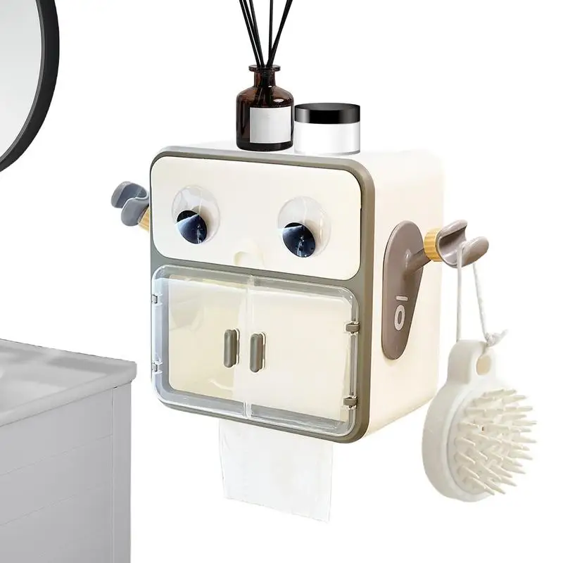 

Wall Mount Tissue Box Holder Facial Paper Holder Modern Space Saving Dustproof Suction Cup Paper Dispenser For Toilet Hotel Home
