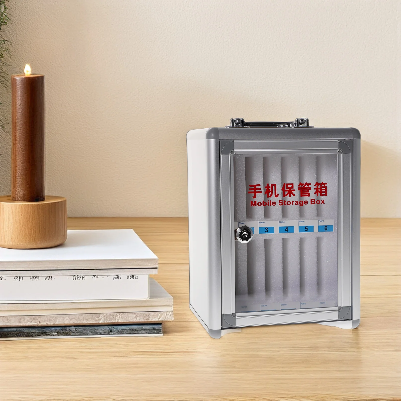 Cell Phones Storage Cabinet Aluminum Alloy 12 Slots Lockable Wall-Mounted Mobile Phone Organizer Holder for Office