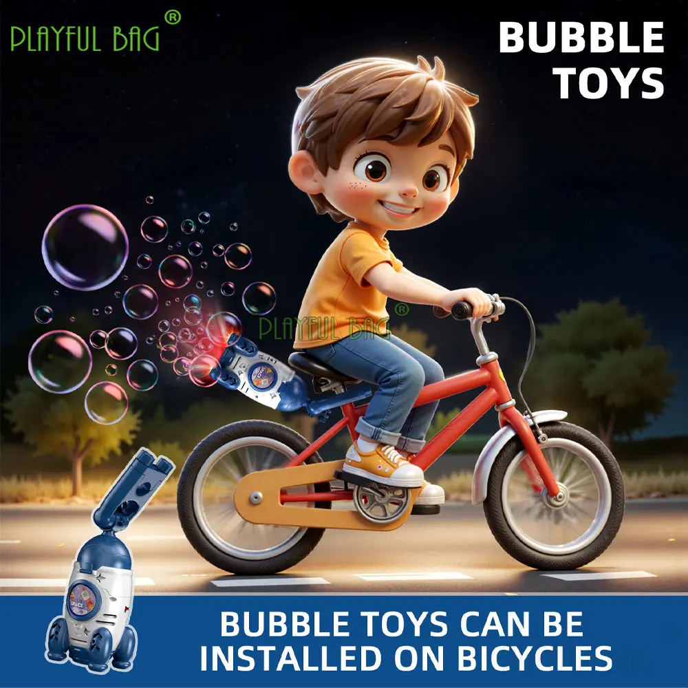 Rocket Bubble Machine Automatic Electric Blower with LED Lights Bubble Blower for Motorcycle & Bike Tail Mount Gift Toy VG245