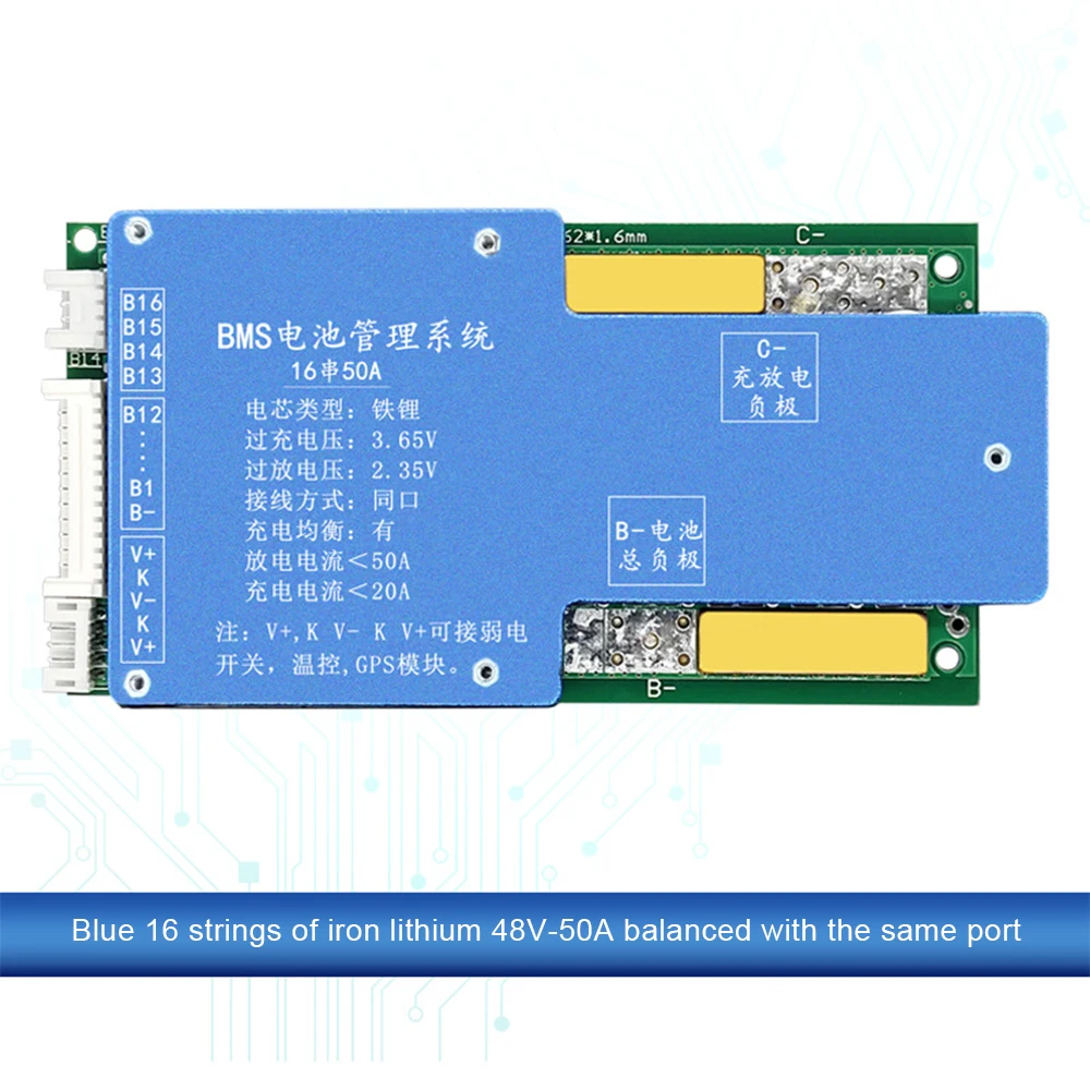 BMS 16S 60V 80A 60A 50A Lithium 18650 Battery Packs Balancer Charge Board NTC Temperature Protection For Electric Car/Escooter