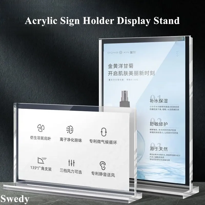 4 PCS A5 148x210mm Acrylic Sign Holder Display Stand Restaurant Table Menu Paper Holder Plastic Flyer Photo Picture Poster Frame