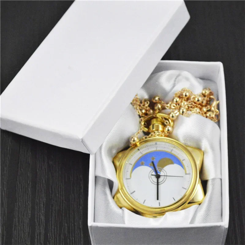 Anime Sailor Moon cuello encaje cristal estrella reloj de bolsillo colgante cuello encaje para colección de estudiantes niñas juguetes de regalo de cumpleaños