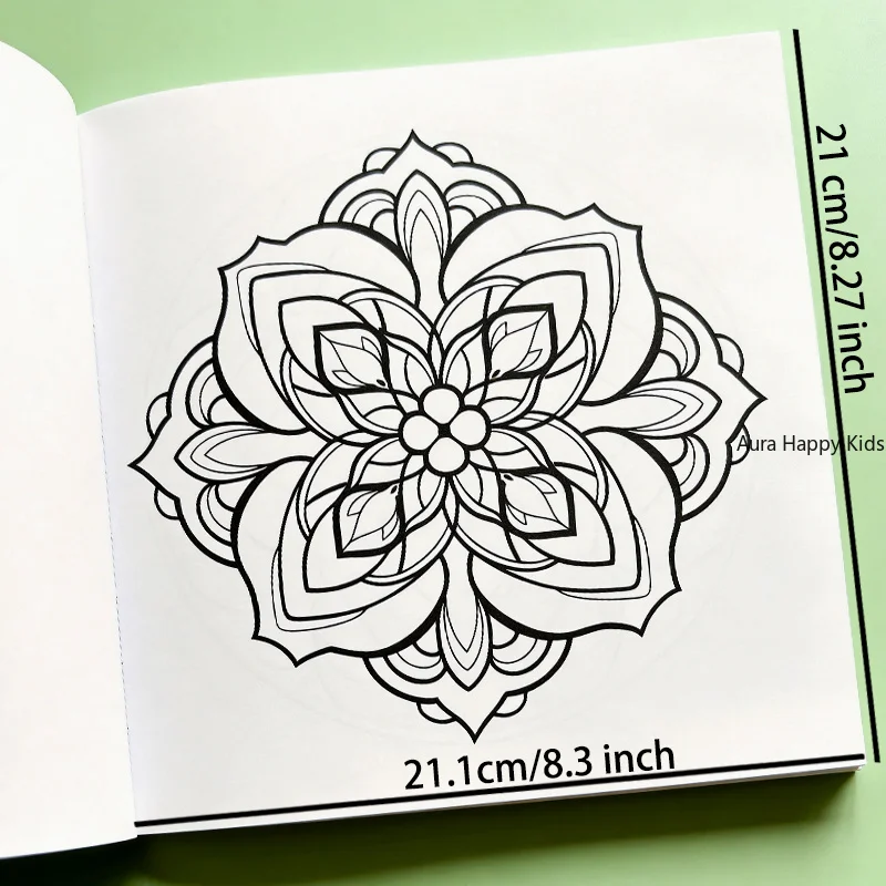 A Healing Lotus Mandala Coloring Book, Multi-layered Gradient Flower Mandala Complex Symmetrical Pattern Coloring Book, 36 Pages
