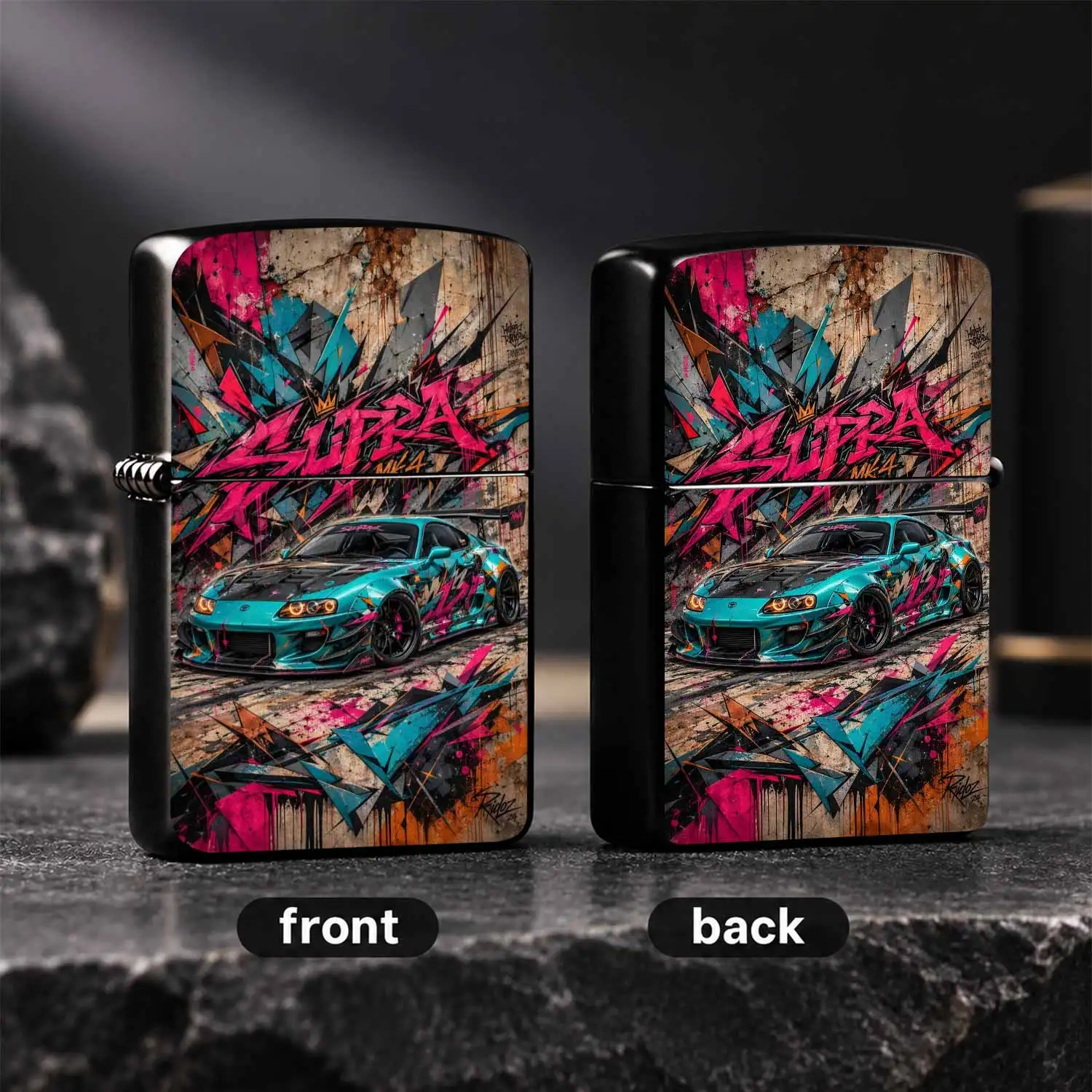 Trendy Graffiti Style Mk4 Themed Portable Lighter, Unique Street Art Coating Fashion Accessory, Ideal For Daily Carrying To Light Scented Candles, Outdoor Bonfires, Birthday Parties, Creative Practical Gift For Car Enthusiasts And Trend Cha
