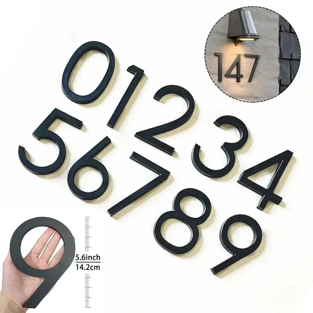 3d Digital House Number Letters Big Modern Door Alphabet Home Outdoor 5.6inch Black Numbers Address Home Door Number Sign 0-9