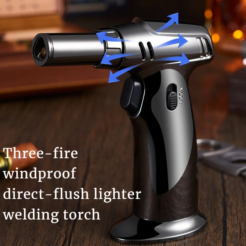 

3-Fire Direct Spray Blue Flame Windproof Spray Gun Circulating Inflatable Special Igniter for Moxibustion Cigarette Accessories