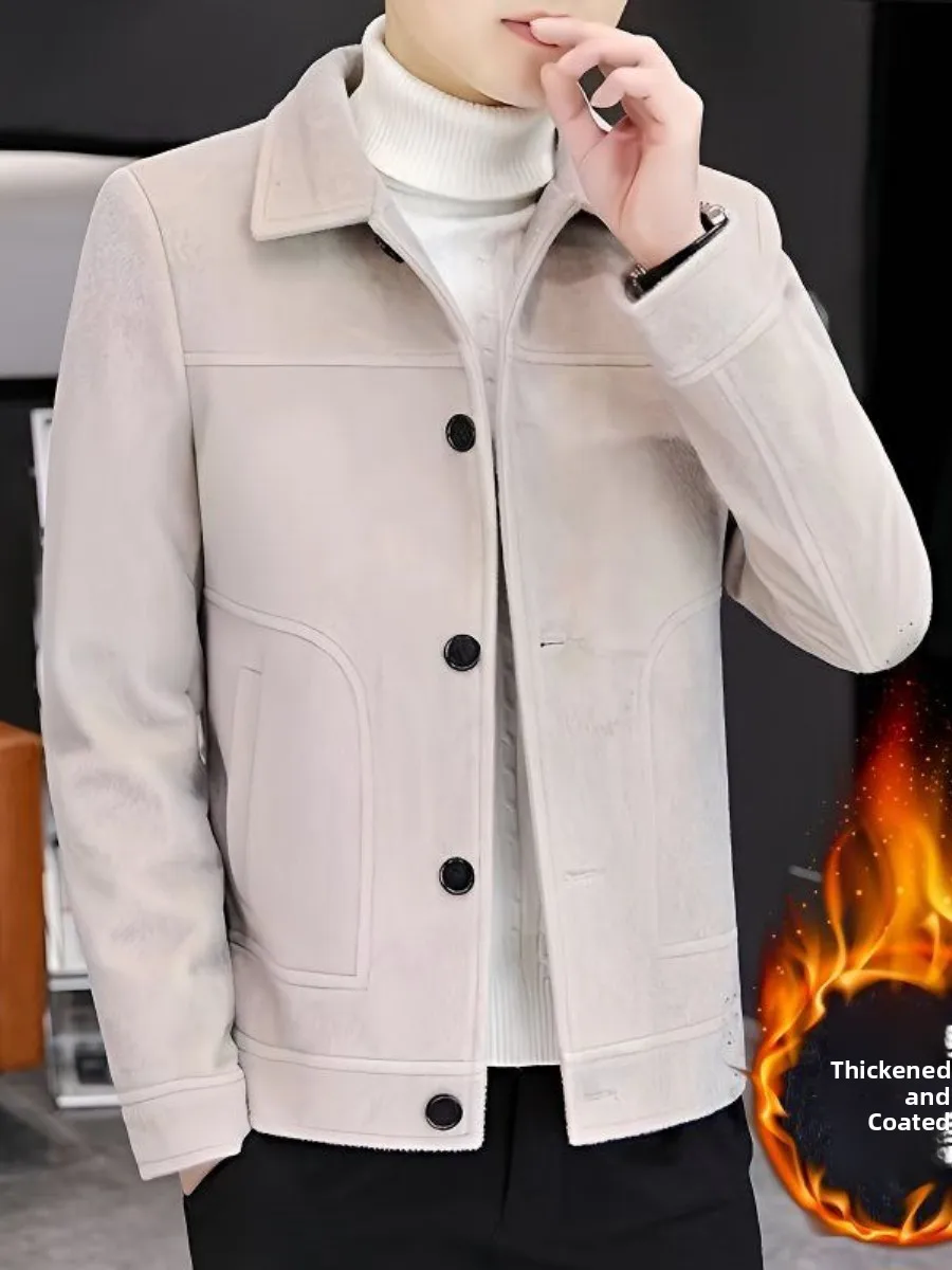 

Thiened Cotton Casual Men's Jaet Button up Korean Sle Winter Coat Youth Men's Faion Outerwear Breathable V-Ne Coat