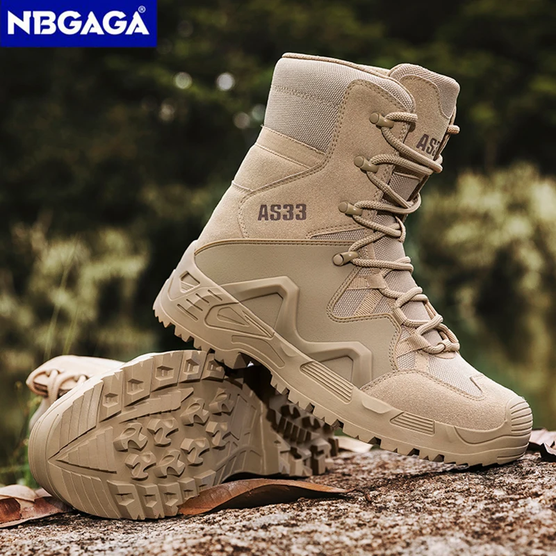 Outdoor Hiking Boots Men's Lace Up Breathable Training Tactical Desert Boots Plus Size Shoes Botas Militares Masculinas