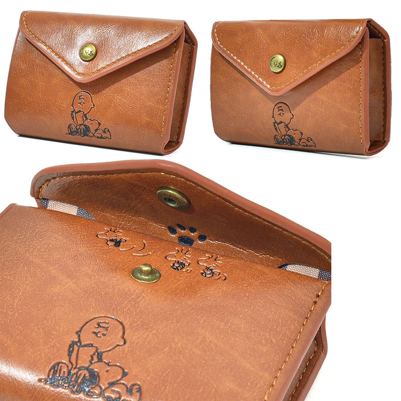 Snoopy Coin Purse Anime PU Leather Short Wallet for Men Women Coin Earphone Storage Bag Cartoon Large Capacity Card Bag Gifts