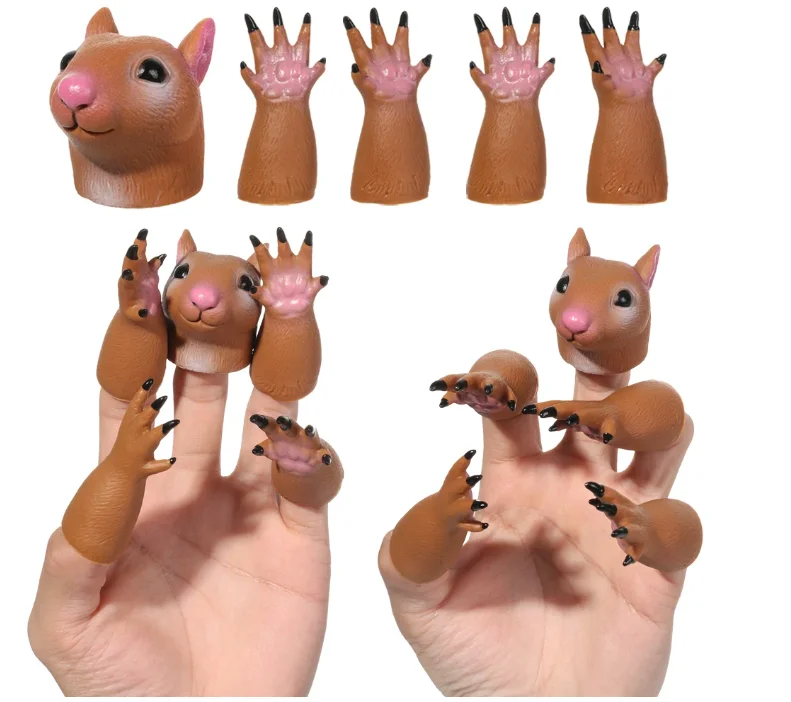 Cute Squirrel Finger Puppet, Funny Creative Hand Toy for Kids Adults, Interactive Prank Stress Relief Gift for Office Typing view 3