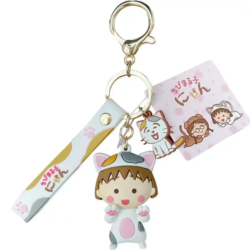 Cartoon Chibi Maruko-chan Keychain Cute girl dolls Cat Decorative Model Pendant  Keychain Decoration Toys Jewelry Gifts