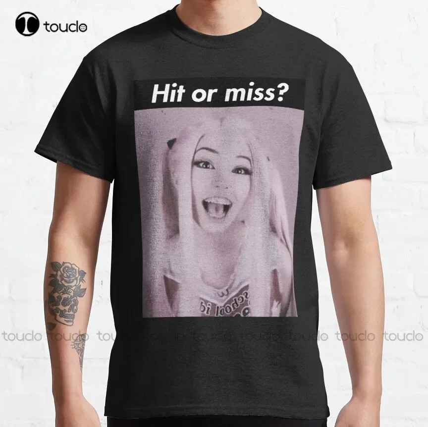 Hit Or Miss Belle Delphine Classic T-Shirt White Button Down Shirt Women Tee T Shirts Digital Printing Breathable Cotton Retro