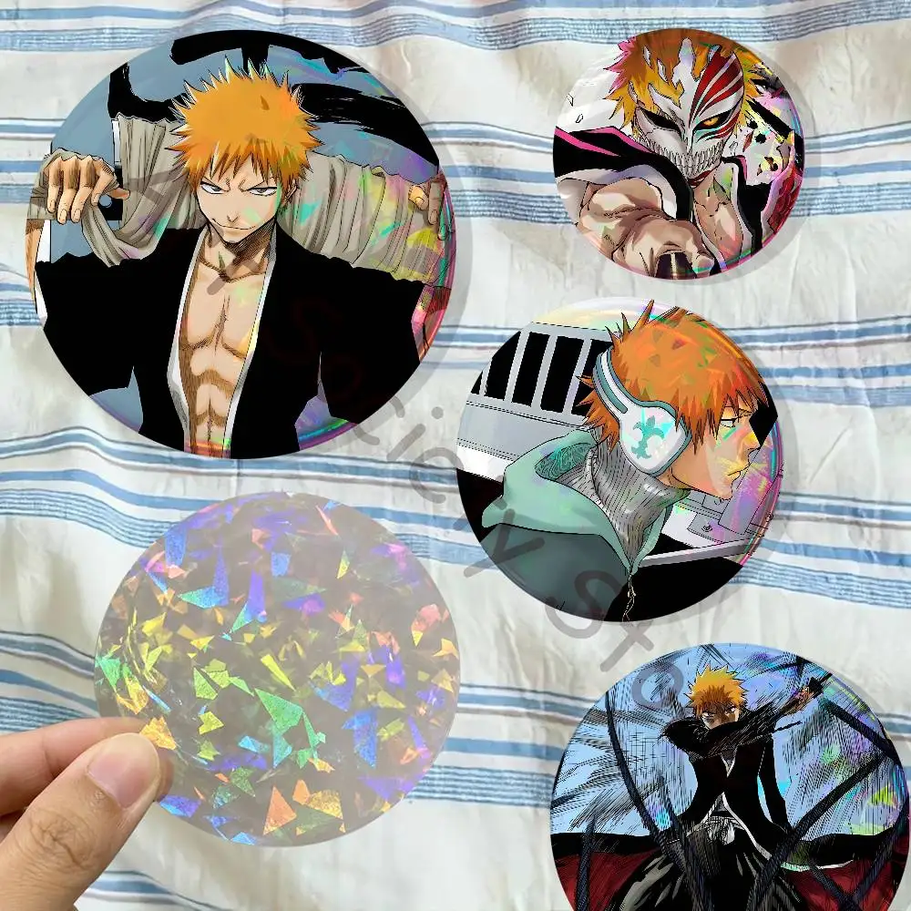Anime I-Ichigo Kurosaki Enamel Pins Funny Cartoon Characters Badge Fashion Jewelry Accessories Round Snap-in Brooch on Backpack