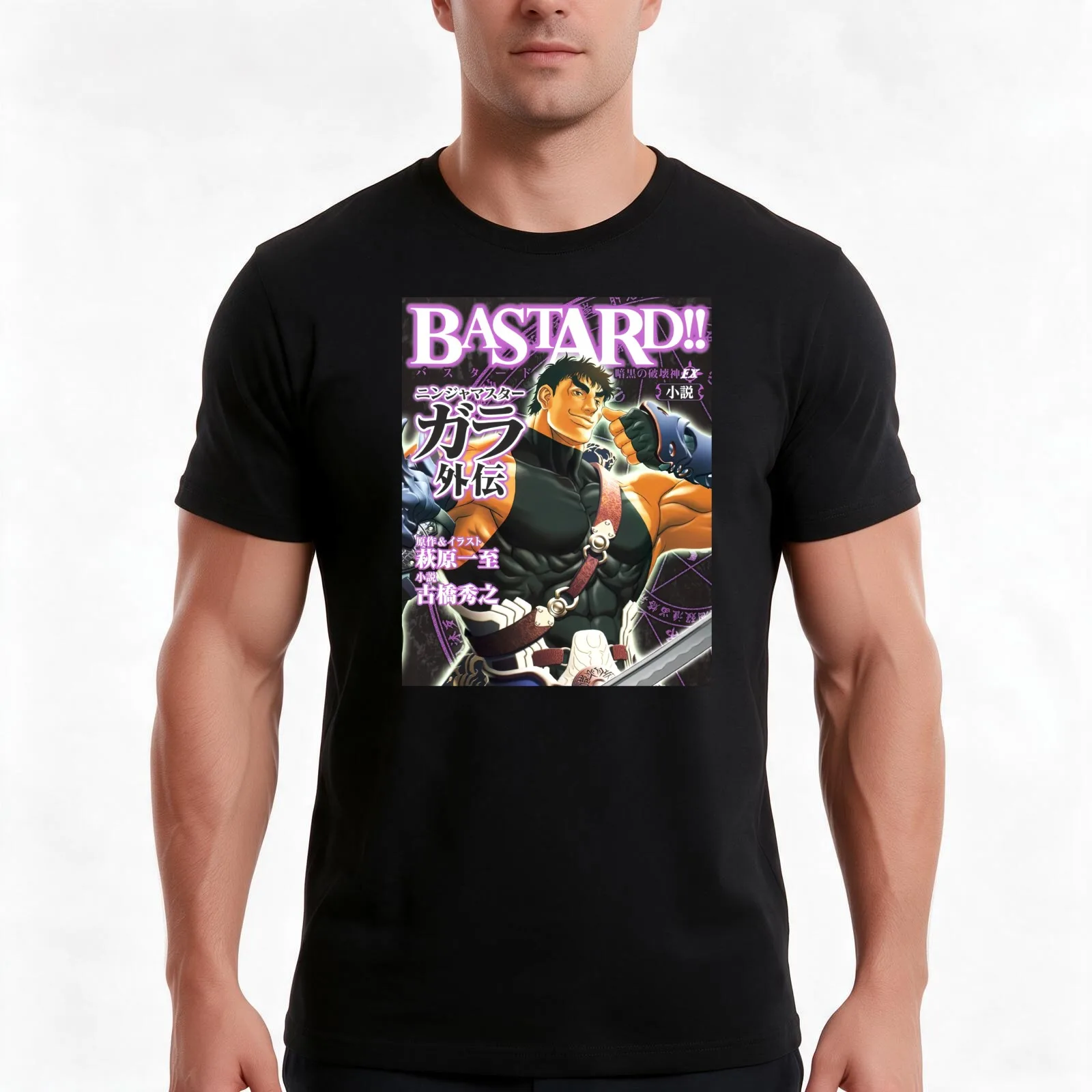 Bastard Gara Ninja T-Shirt, Summer Casual Cotton Tee, Oversized Streetwear Tops, Vintage Graphic Print, Loose Fit Short Sleeve