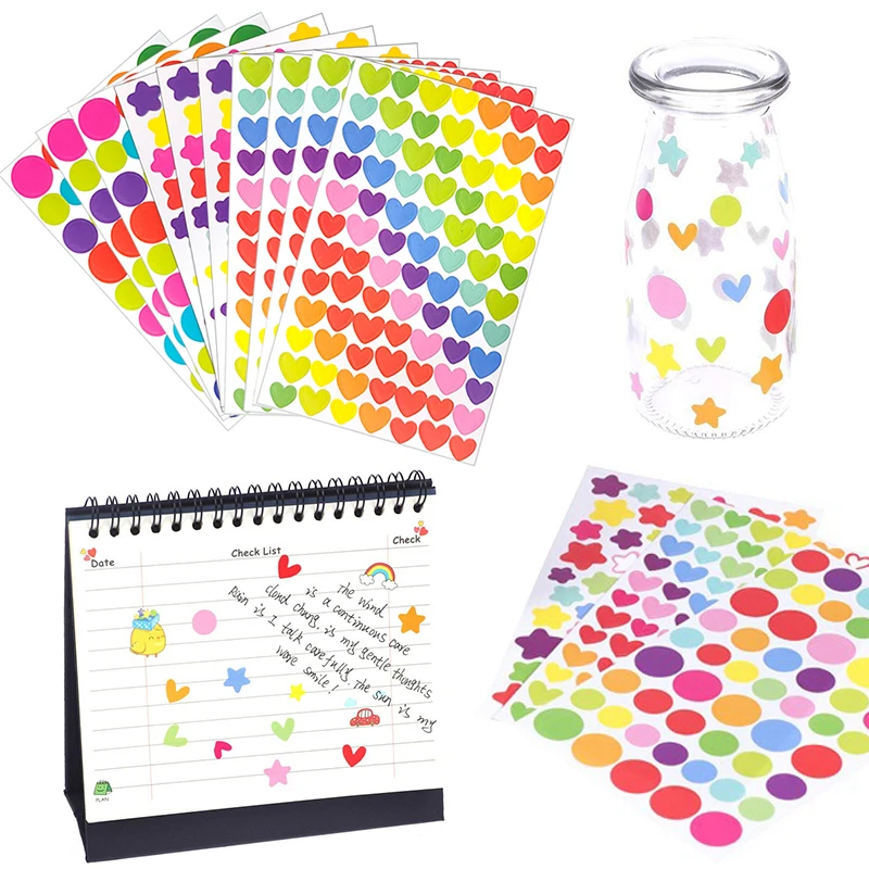 

10 листов DIY декоративные наклейки журнал наклейка звезда сердце точка самоклеящийся материал ручной работы планировщик украшение для дневника подарок ZYF