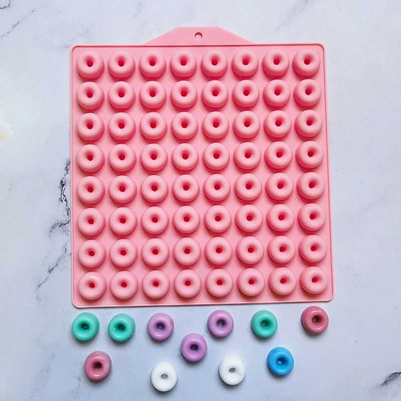 1 Stück 64 Hohlräume Mini Donut Silikonformen DIY Schokoladenform für Muffin Gelee Gummy Hard Candies Backform