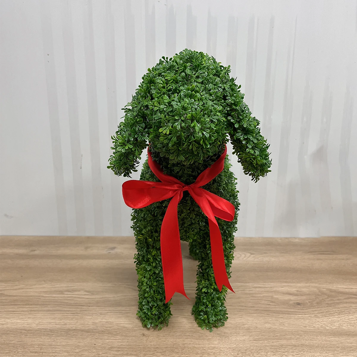 HXGYZP Puppy Artificial Plants Cute Dog Green Leaves Red Ribbon Home Decoration Porch Garden Indoor Outdoor Ornament Plant