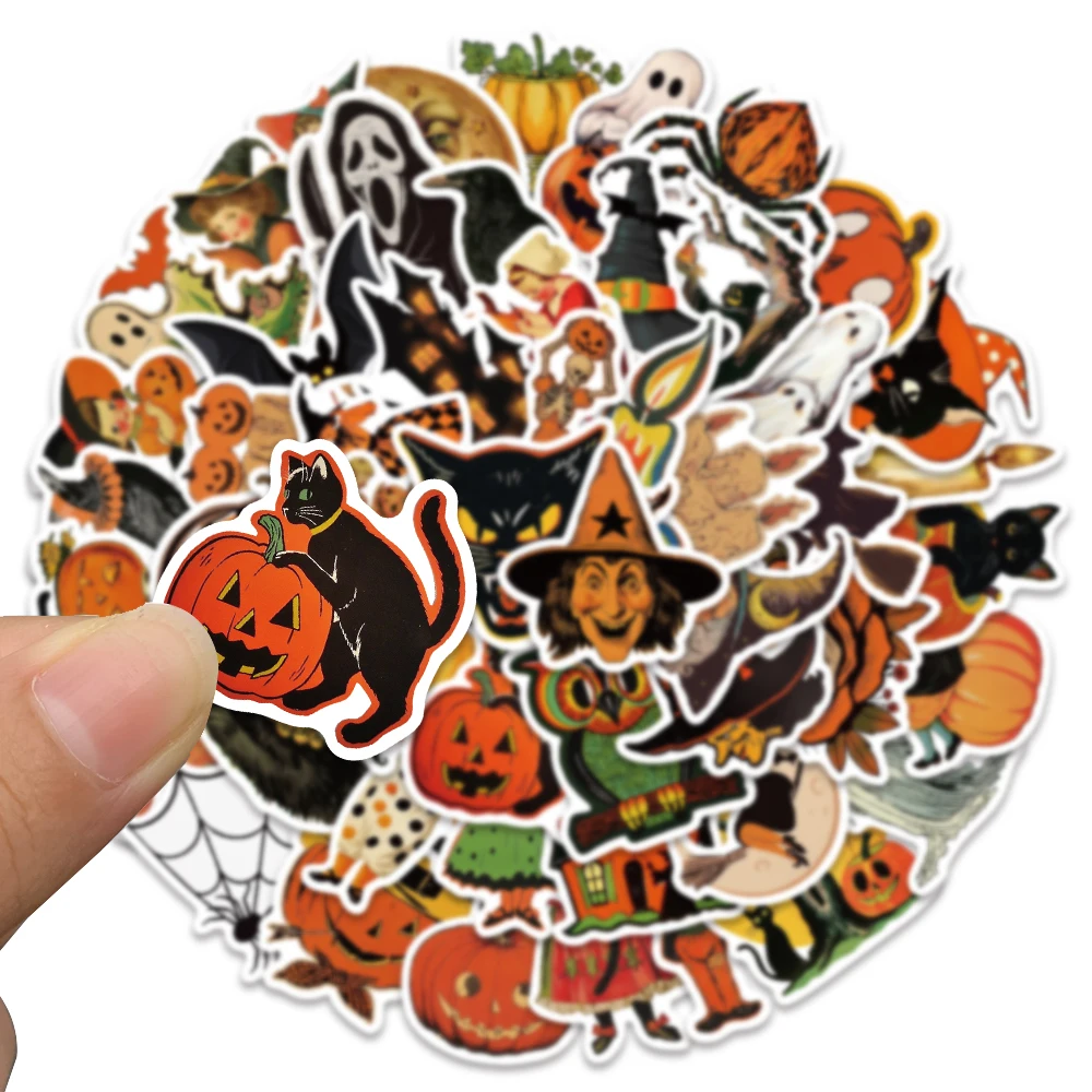 50 pezzi adesivi gotici con teschio di zucca strega scrapbook ufficiale chitarra telefono chitarra skateboard decalcomania fresca regalo per feste di Halloween